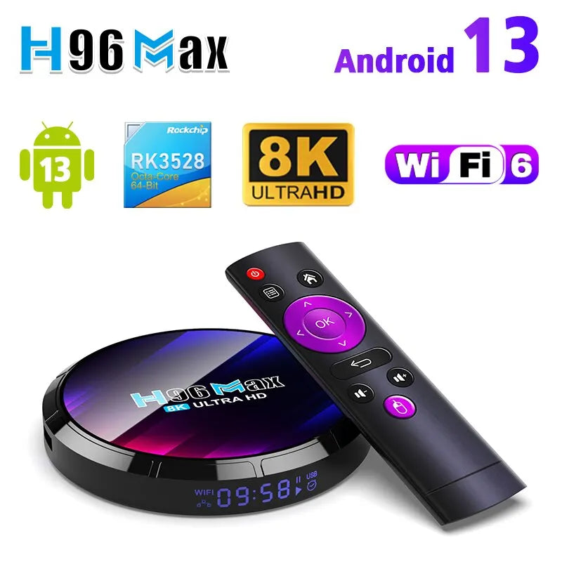 Android TV Box H96MAX RK3528 Android Box Support 2.4G/5.8G WiFi6 BT5.0 4K Video Set Top TV Box Decode And Play 8K 24Fps - magcubicvision.com