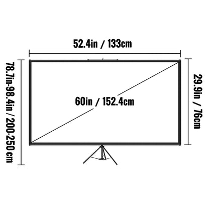 Tripod Projector Screen W/ Stand 16:9 4K HD Portable Home Cinema for Indoor & Outdoor Projection