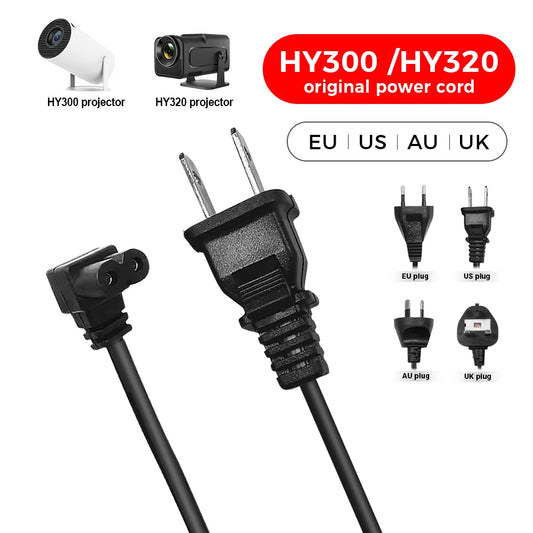 Power Cable 1.2M for HY300/HY320/HY300 PRO/P30/P300 Projector EU/US/AU/UK Power Extension Cord