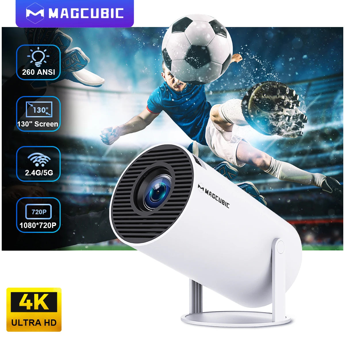 Magcubic HY300 Pro Projector Android 11 4K 1280*720P  Dual Wifi 260ANSI 180°flexible BT5.0 Cinema Outdoor Portable Projector HY300 Pro