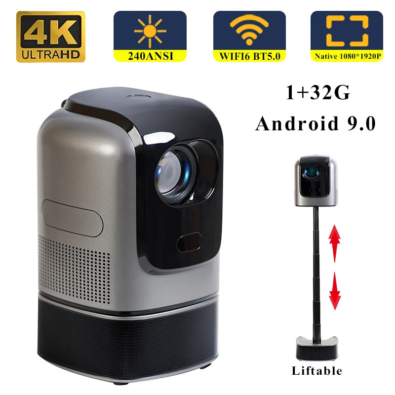 47703325278539TS-1 4K Native 1080P Android 9.0 Projector 240ANSI Dual Wifi6 BT5.0 Home Theater Projector LED Portable Projector Smart Projection TV Magcubic Projector