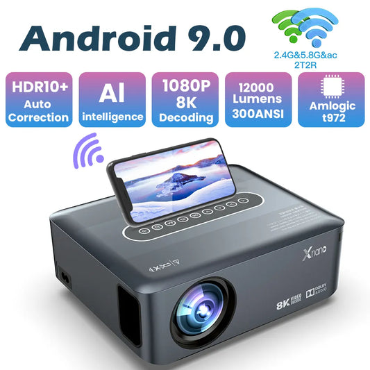 X1 8K 4K 1920*1080P Projector Amlogic T972 300ANSI Dual wifi BT5.0 HDR10+ Voice Control Portable Home Media Video - MAGCUBIC