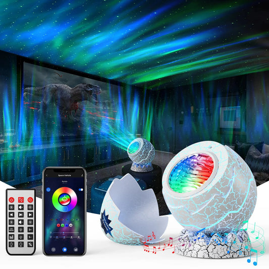 Dinosaur Egg Aurora Galaxy Projector Night Lights Bedroom Illuminated Toy 16 Colors Led And White Noise BT Speaker for Kid Gift - MAGCUBIC